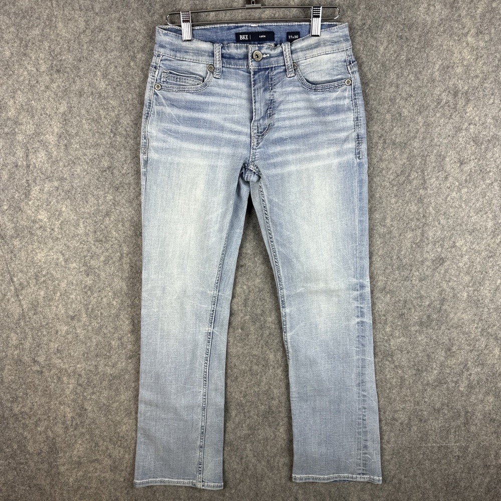 BKE Aiden Jeans Mens 27x30 Light Wash Slim Straight Distressed Stretch Denim